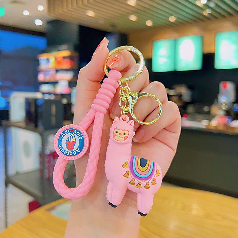 Wholesale Rainbow Alpaca Doll Soft Rubber Keychains
